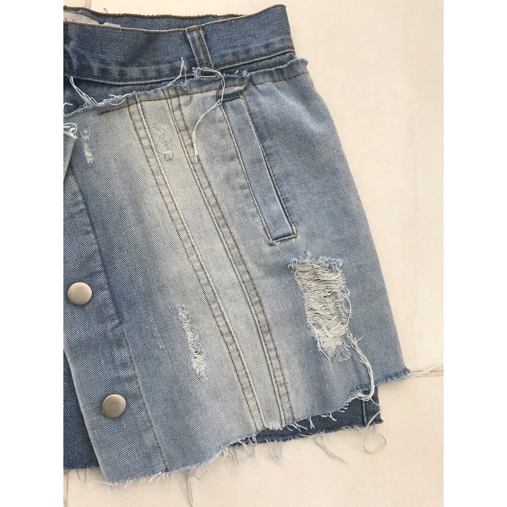 36Point5 Distressed Denim Micro Mini Skirt - Picture 6 of 12